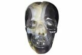 Polished Banded Agate Skull with Amethyst Crystal Pocket #148118-2